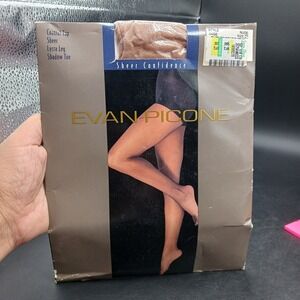 VINTAGE Evan-Picone Pantyhose Control Top Sheer Lycra leg Shadow Toe Nude Sz 2